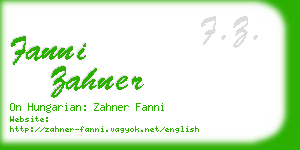 fanni zahner business card